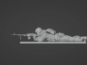 Set soldier figurines in various positions with RPK and PKM 3D Model