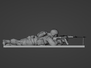 Set soldier figurines in various positions with RPK and PKM 3D 모델