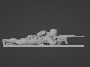 Set soldier figurines in various positions with RPK and PKM 3D 모델