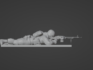 Set soldier figurines in various positions with RPK and PKM 3D 모델