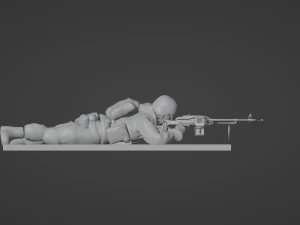 Set soldier figurines in various positions with RPK and PKM 3D Model