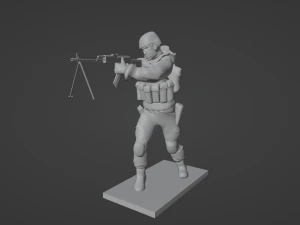 Set soldier figurines in various positions with RPK and PKM 3D Model