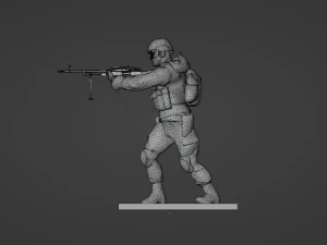 Set soldier figurines in various positions with RPK and PKM 3D Model