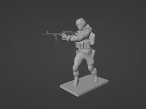Set soldier figurines in various positions with RPK and PKM 3D Model