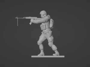 Set soldier figurines in various positions with RPK and PKM 3D Model