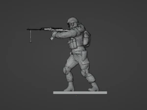 Set soldier figurines in various positions with RPK and PKM 3D Model