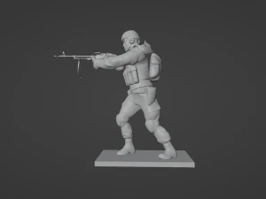 Set soldier figurines in various positions with RPK and PKM 3D Model