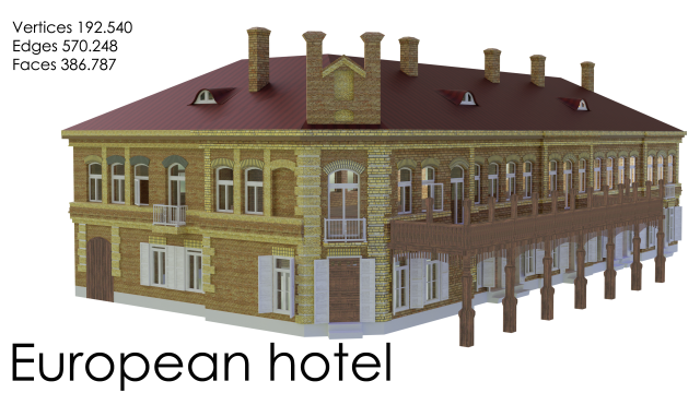 3D European Hotel 19-20 century Low-poly model 3Dモデル .c4d .max .obj .3ds .fbx .stl .blend 