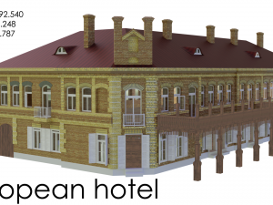 3D European Hotel 19-20 century Low-poly model 3D-Modell