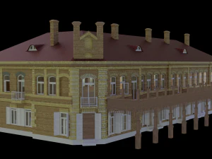 3D European Hotel 19-20 century Low-poly model 3D Model