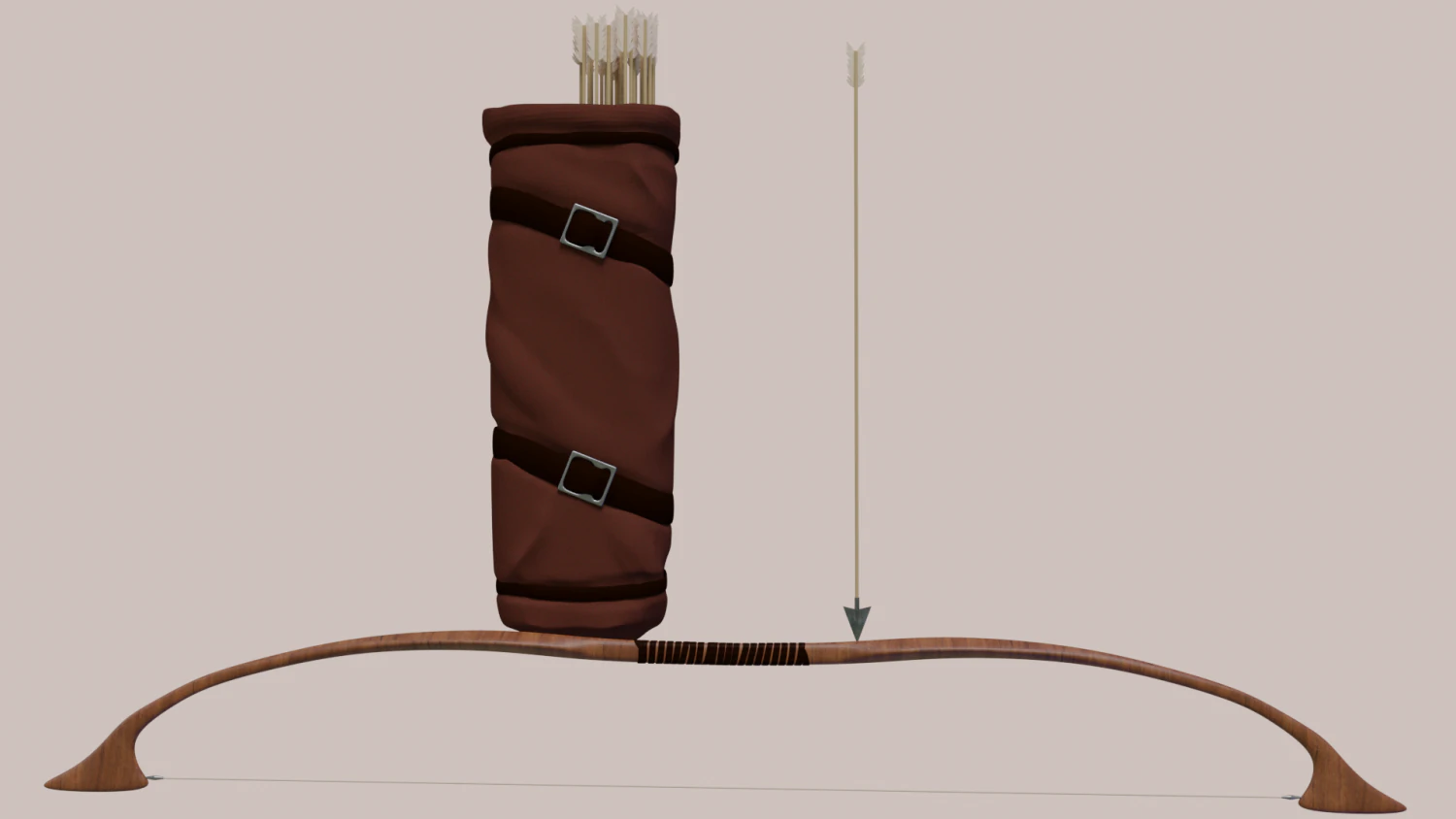Set of bow quiver and arrows 3D Model .c4d .max .obj .3ds .fbx .stl .blend