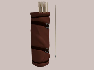 Set of bow quiver and arrows 3D Model