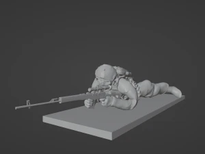 Figure of a sniper in a lying down with SVD stl 3D Model