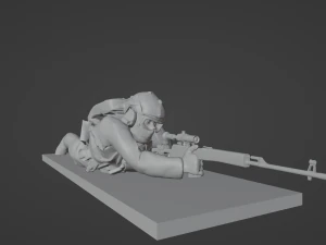 Figure of a sniper in a lying down with SVD stl 3D Model