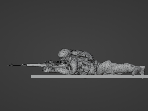 Figure of a sniper in a lying down with SVD stl 3D 모델
