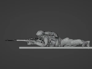 Figure of a sniper in a lying down with SVD stl 3D Model