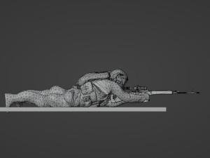 Figure of a sniper in a lying down with SVD stl 3D 모델