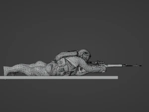 Figure of a sniper in a lying down with SVD stl 3D Model