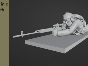 Figure of a sniper in a lying down with SVD stl 3D Model