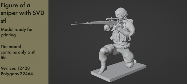 Figure of a sniper with SVD stl Modèle 3D .c4d .max .obj .3ds .fbx .stl .blend 