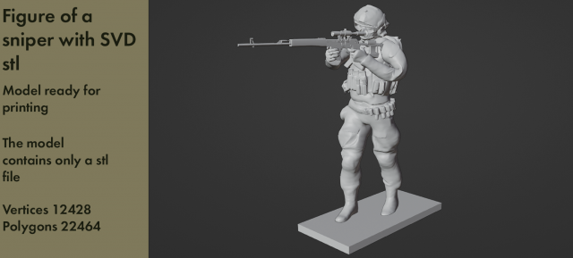 Figure of a standing sniper with SVD stl Modelo 3D .c4d .max .obj .3ds .fbx .stl .blend 