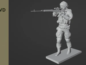 Figur eines stehenden Scharfsch&uuml;tzen mit SVD stl 3D Modell