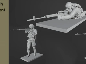 Sniper set with SVD in different positions stl 3D Model