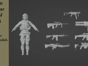 NATO 무기 팩을 들고 있는 현대 군인 세트 RIG 3D 모델