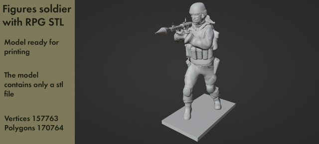 Figure of a soldier with RPG stl 3D Модель .c4d .max .obj .3ds .fbx .stl .blend 
