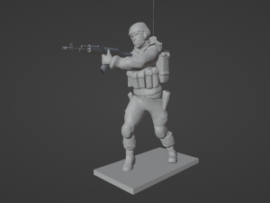 Figure of a soldier with walkie-talkie and AK stl 3D Модель