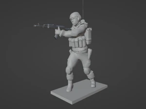 Figure of a soldier with walkie-talkie and AK stl 3D Model