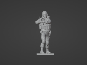 Figure of a soldier with walkie-talkie and AK stl 3D Модель