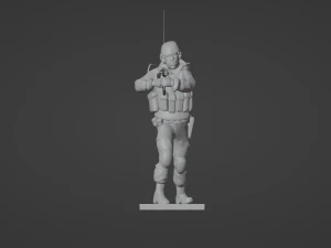 Figure of a soldier with walkie-talkie and AK stl 3D Model