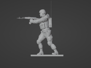 Figure of a soldier with walkie-talkie and AK stl 3D Модель