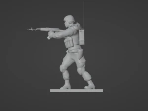 Figure of a soldier with walkie-talkie and AK stl 3D Model