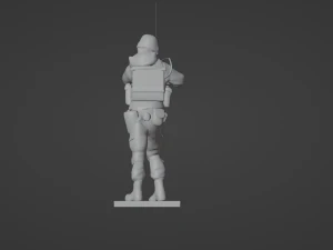 Figure of a soldier with walkie-talkie and AK stl 3D Model