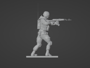 Figure of a soldier with walkie-talkie and AK stl 3D Модель