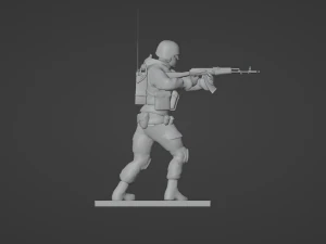 Figure of a soldier with walkie-talkie and AK stl 3D Model