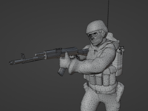 Figure of a soldier with walkie-talkie and AK stl 3D Модель