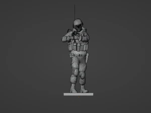Figure of a soldier with walkie-talkie and AK stl 3D Model