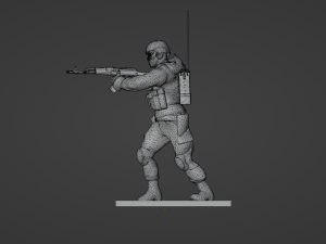 Figure of a soldier with walkie-talkie and AK stl 3D Модель