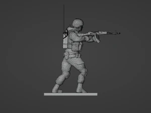Figure of a soldier with walkie-talkie and AK stl 3D Model