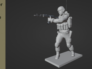 Figure of a soldier with walkie-talkie and AK stl Modelo 3D