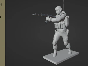 拿着对讲机和AK stl的士兵图 3D 模型