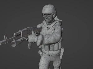 Figure of a soldier with AK-gp-25 stl 3D Model