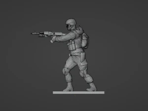 Figure of a soldier with AK-gp-25 stl 3D Model