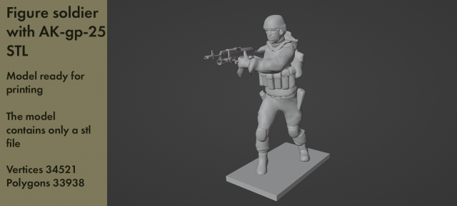 Figure of a soldier with AK-gp-25 stl 3Dモデル .c4d .max .obj .3ds .fbx .stl .blend 
