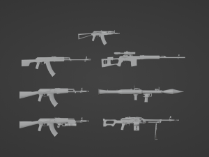 Set of a modern soldier with a pack of weapons RIG Model 3D