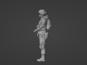 Set of a modern soldier with a pack of weapons RIG Model 3D