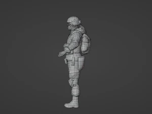 Set of a modern soldier with a pack of weapons RIG 3D Model